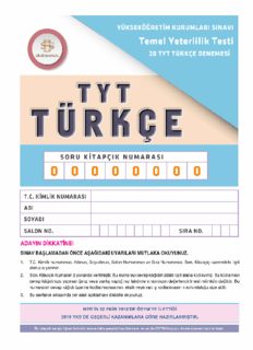 Bilgi Sarmal TYT 20 Türkçe Deneme 2018-2019