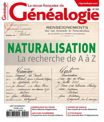 La Revue Française De Généalogie N°255 – Août-Septembre 2021
